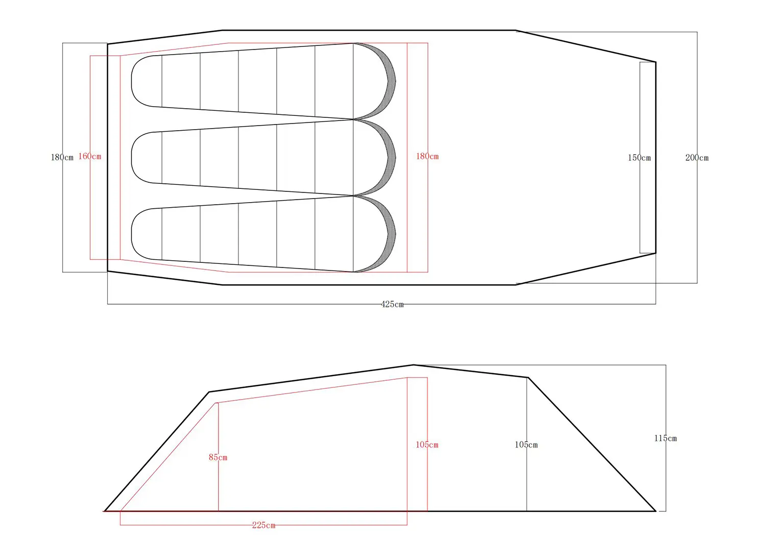 Ultralight 3-Person Backpacking Tunnel Tent